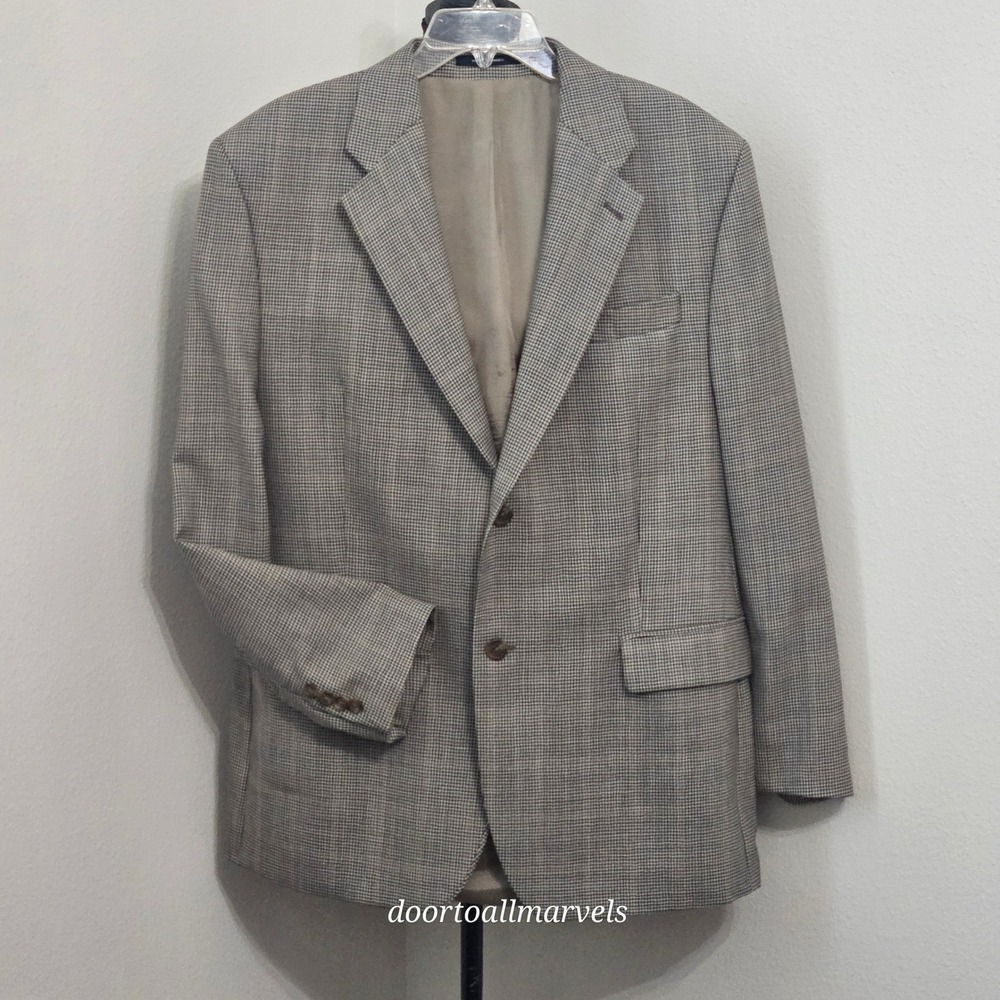 VTG Chaps Ralph Lauren Wool & Silk Blazer Micro-Houndstooth Canada 44R?